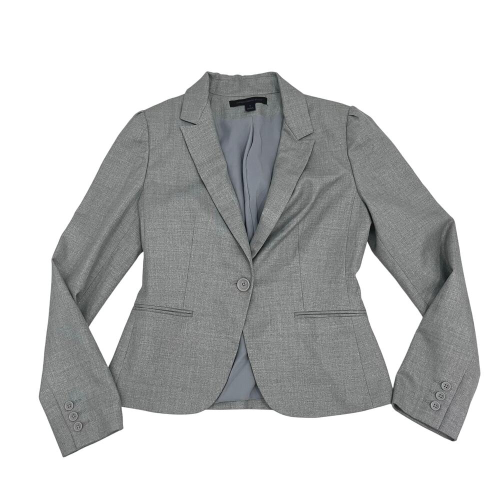 Express Design Studio Women’s 6 Gray Sparkle Professional One Button Blazer